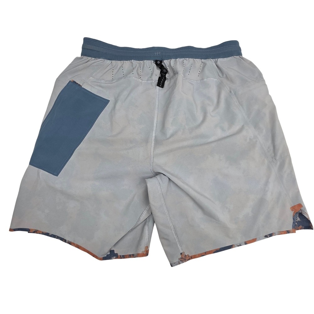Lululemon Mens Camo Athletic Shorts Orange Blue Mesh Pocket LM7B06S Size M - Picture 6 of 11